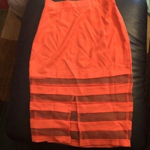 Rehab large orange shirt with slit in back